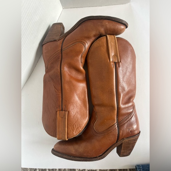 Vintage Frye Boots Genuine Leather Pull-on Western Boots Brown Women’s US 8 - Picture 7 of 16